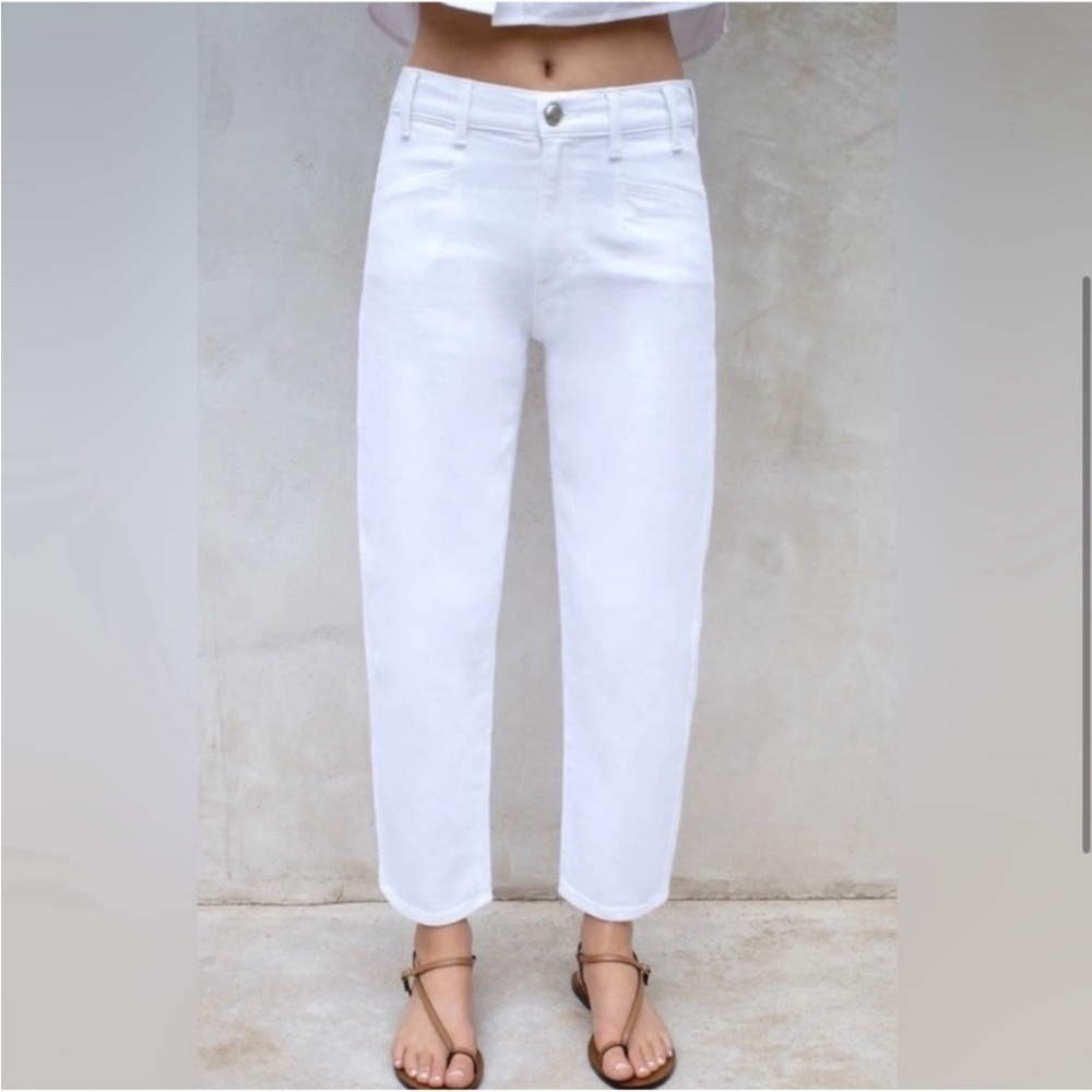 AYR The Beat Barrel Leg Ankle Jean White High Rise Ankle Relaxed Sz 34 - Picture 15 of 16